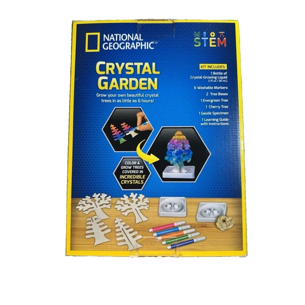 National Geographic Crystal Garden Growing Kit STEM Includes Genuine Geode